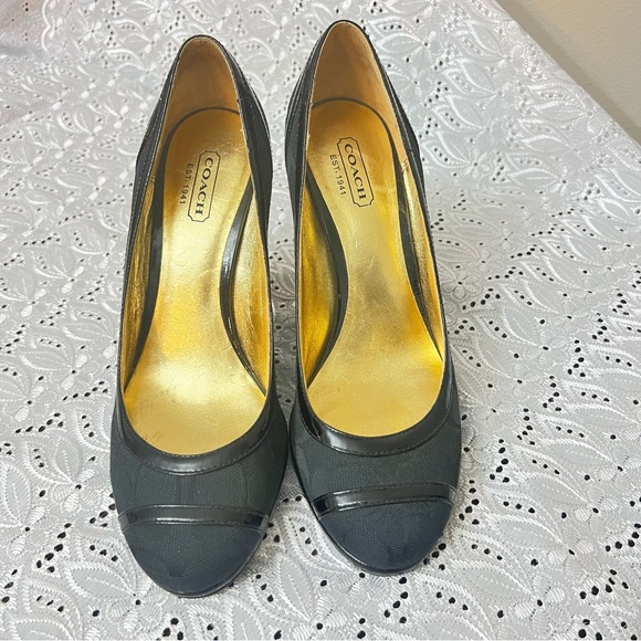 Coach Black Heels with Classic Round Toe Design - Picture 1 of 7